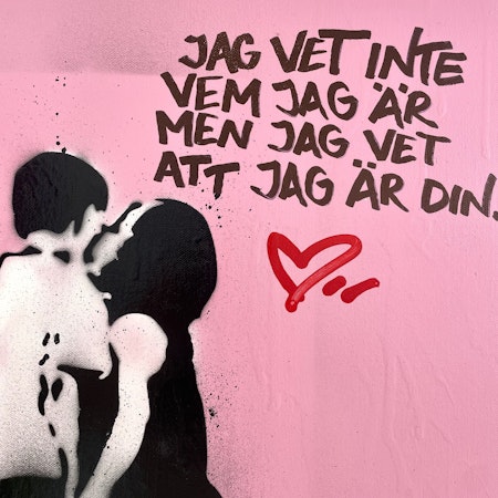 Jag vet inte vem jag är..., Blandteknik på duk av Hellstrom Street Art, 60x60 cm