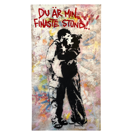 Du är min finaste stund, Blandteknik på trä av Hellstrom Street Art, 66x120 cm