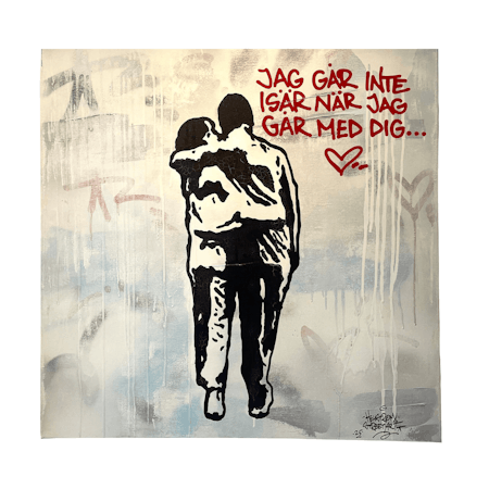 Jag går inte isär när..., Blandteknik på duk av Hellstrom Street Art, 80x80 cm