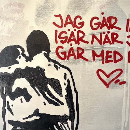 Jag går inte isär när..., Blandteknik på duk av Hellstrom Street Art, 80x80 cm
