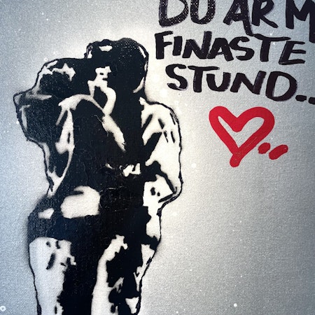 Du är min finaste stund, Blandteknik på duk av Hellstrom Street Art, 30x42 cm