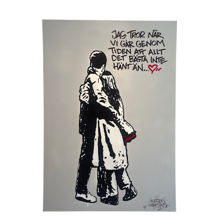 Jag tror när vi går.., Blandteknik på duk av Hellstrom Street Art, 70x100 cm