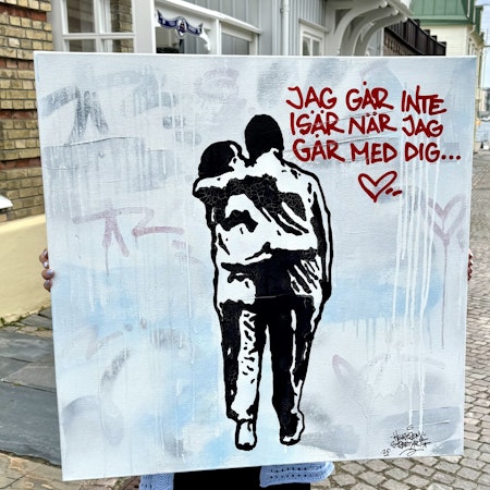 Jag går inte isär när..., Blandteknik på duk av Hellstrom Street Art, 80x80 cm