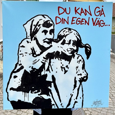 Du kan gå din egen väg, Blandteknik på duk av Hellstrom Street Art, 80x80 cm