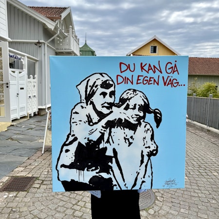 Du kan gå din egen väg, Blandteknik på duk av Hellstrom Street Art, 80x80 cm