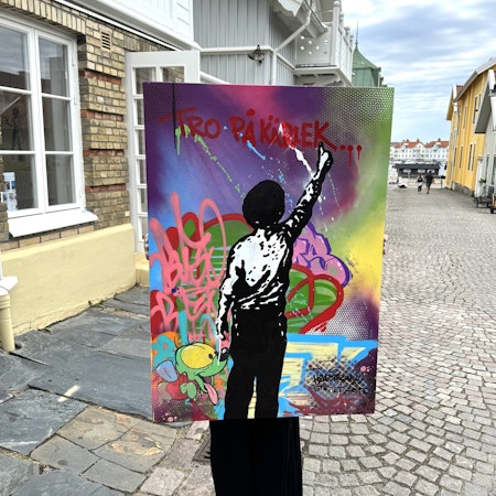 Tro på kärlek...,Blandteknik på duk av Hellstrom Street Art & Buso  70x100 cm