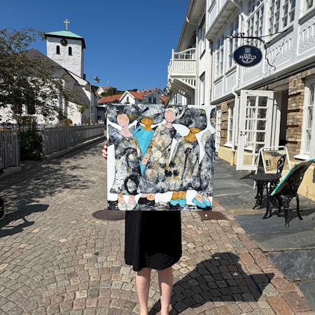 "Dreamteam", Akryl på duk av Hanna Ekegren, 60x60 cm