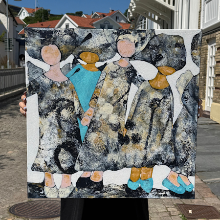 "Dreamteam", Akryl på duk av Hanna Ekegren, 60x60 cm