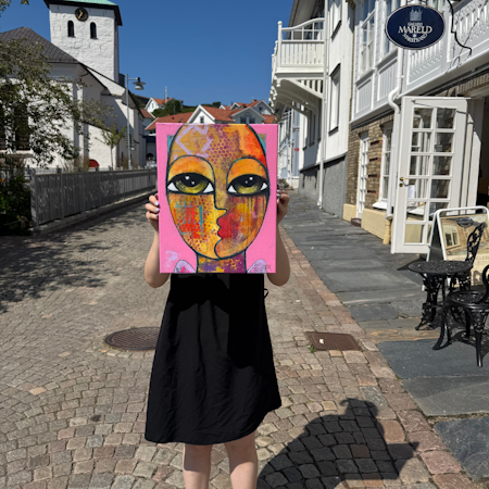 "Du är elektrisk", Akryl på duk av Hanna Ekegren, 30x41 cm