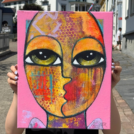 "Du är elektrisk", Akryl på duk av Hanna Ekegren, 30x41 cm