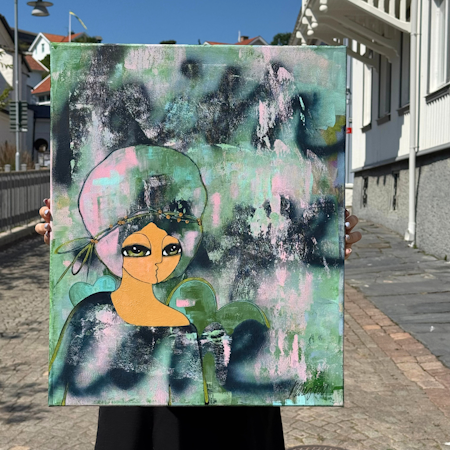 "Faith Hope Love", Akryl på duk av Hanna Ekegren, 50x61 cm
