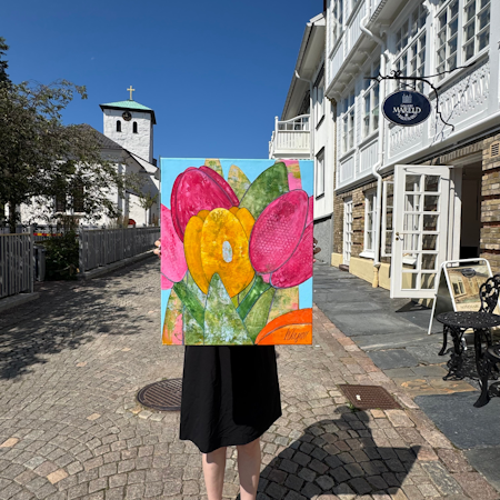 "I can buy myself flowers", Akryl på duk av Hanna Ekegren, 50x61 cm