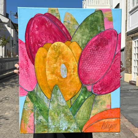 "I can buy myself flowers", Akryl på duk av Hanna Ekegren, 50x61 cm