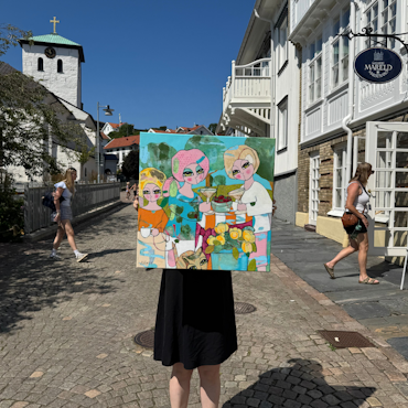 "Skål för sommaren", Akryl på duk av Hanna Ekegren, 60x60 cm