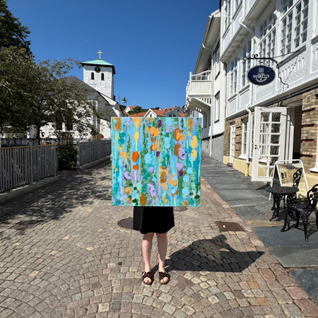 "Sommaräng", Akryl på duk av Hanna Ekegren, 80x80 cm