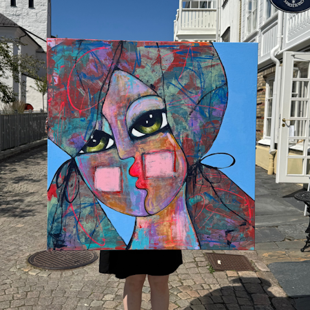 "Soulsister", Akryl på duk av Hanna Ekegren, 100x100 cm