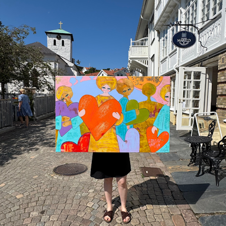 "Tänk med hjärtat", Akryl på duk av Hanna Ekegren, 120x80 cm