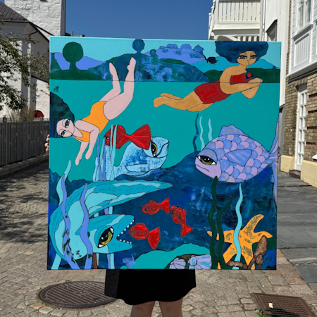 "Under ytan", Akryl på duk av Hanna Ekegren, 100x100 cm