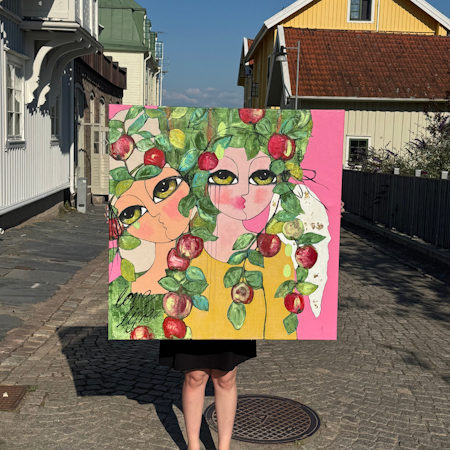 'Love life II' - Akryl på duk av Hanna Ekegren. , 100x100 cm