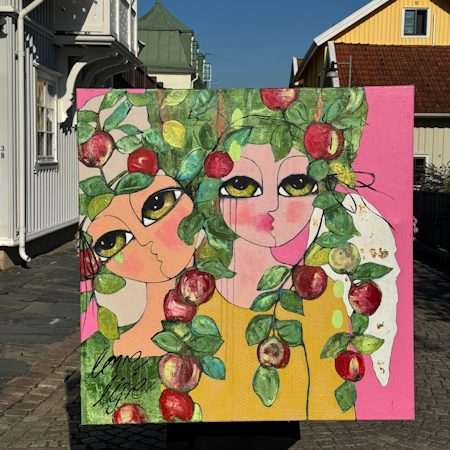 'Love life II' - Akryl på duk av Hanna Ekegren. , 100x100 cm