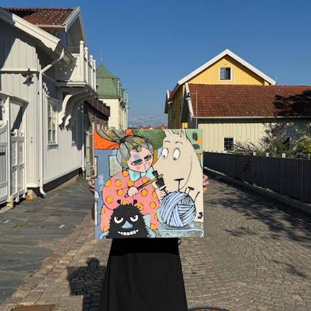 Partners in Crime, Akryl på duk av Hanna Ekegren, 50x50 cm