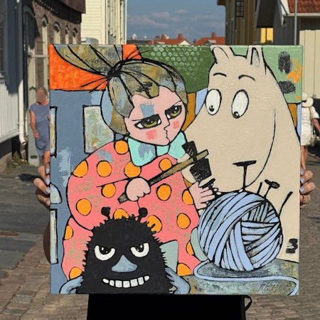Partners in Crime, Akryl på duk av Hanna Ekegren, 50x50 cm