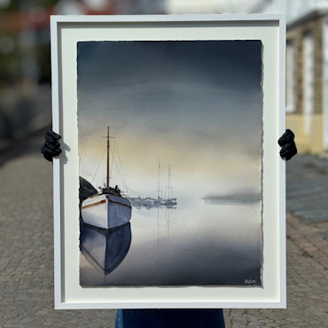 'Grebbestad', Akvarell av Kalle Nilsson, 93x73 cm