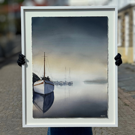 'Grebbestad', Akvarell av Kalle Nilsson, 93x73 cm