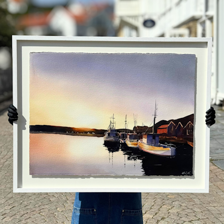 'Resö hamn', Akvarell av Kalle Nilsson, 93x73 cm