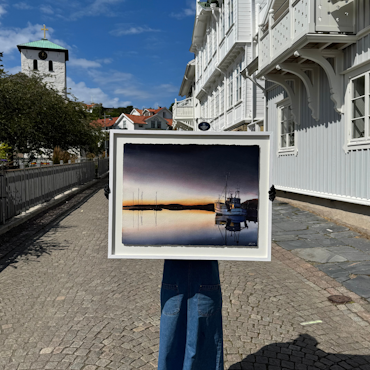 'Skymning i Fjällbacka', Akvarell av Kalle Nilsson, 93x73 cm