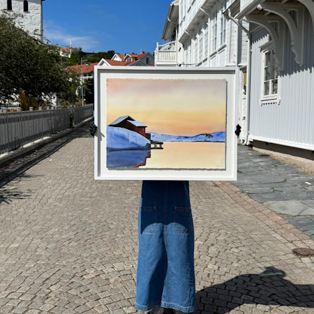 'Skärhamn', Akvarell av Kalle Nilsson, 93x73 cm