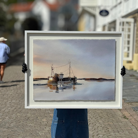 'Tidig morgon', Akvarell av Kalle Nilsson, 93x73 cm