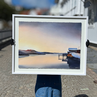 'Björholmen', Akvarell av Kalle Nilsson, 93x73 cm