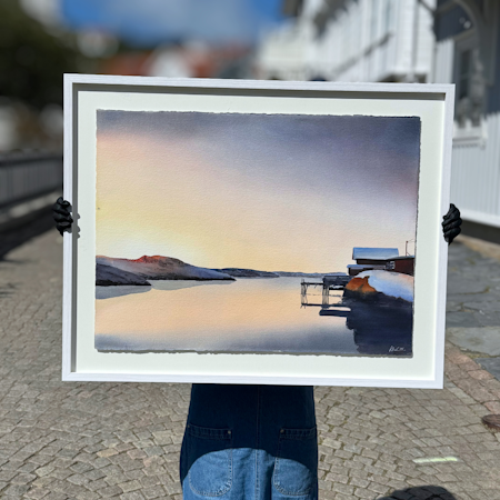 'Björholmen', Akvarell av Kalle Nilsson, 93x73 cm