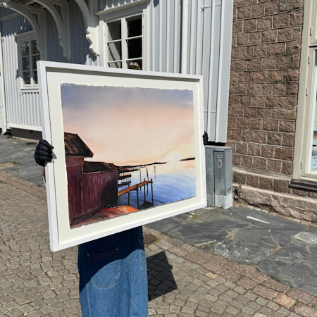 'Kvällssol i Fjällbacka', Akvarell av Kalle Nilsson, 93x73 cm