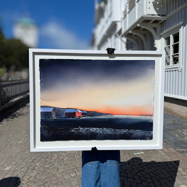 'Tegelstrand 2', Akvarell av Kalle Nilsson, 124x94 cm