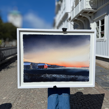 'Tegelstrand 2', Akvarell av Kalle Nilsson, 124x94 cm