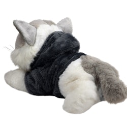 Katt i Hoodie grå/vit