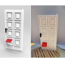 Ytterdörr med kattlucka, reservdel till Lundby front den gula