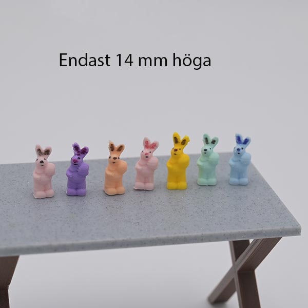 Liten Kanin i pastellfärger 15 mm hög