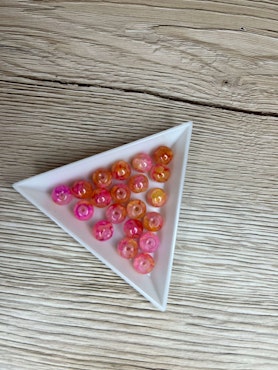 Glaspärla spraymålad 8-9 mm, Rosa/Gul (20st)
