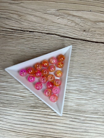 Glaspärla spraymålad 8-9 mm, Rosa/Gul (20st)