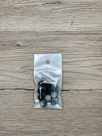 Bubbelpärlor, blå svarta 10mm (10st)