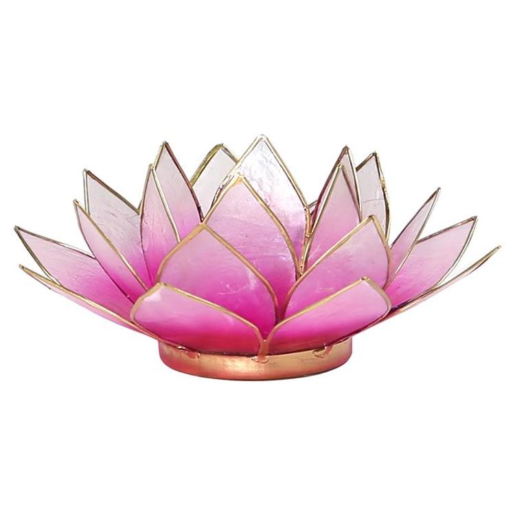 Lotusblomma ljus pink med guldkant, Ljushållare