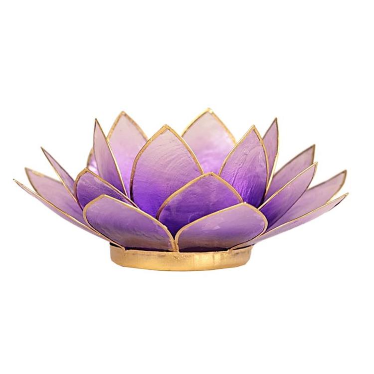 Lotusblomma ljus violett med guldkant, Ljushållare
