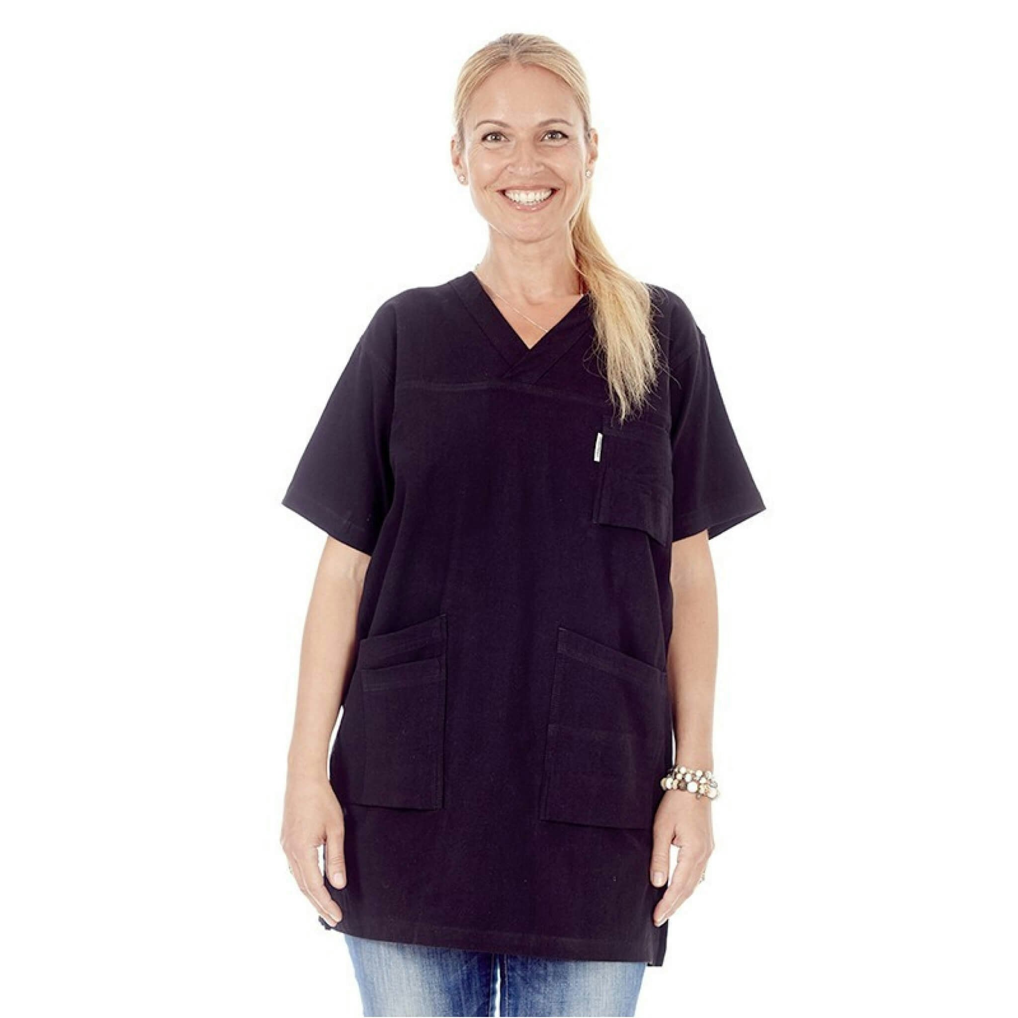 Svart lång tunika i 100% krinklad bomull | TK Design
