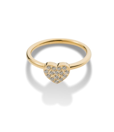 Crystal heart ring  Guld