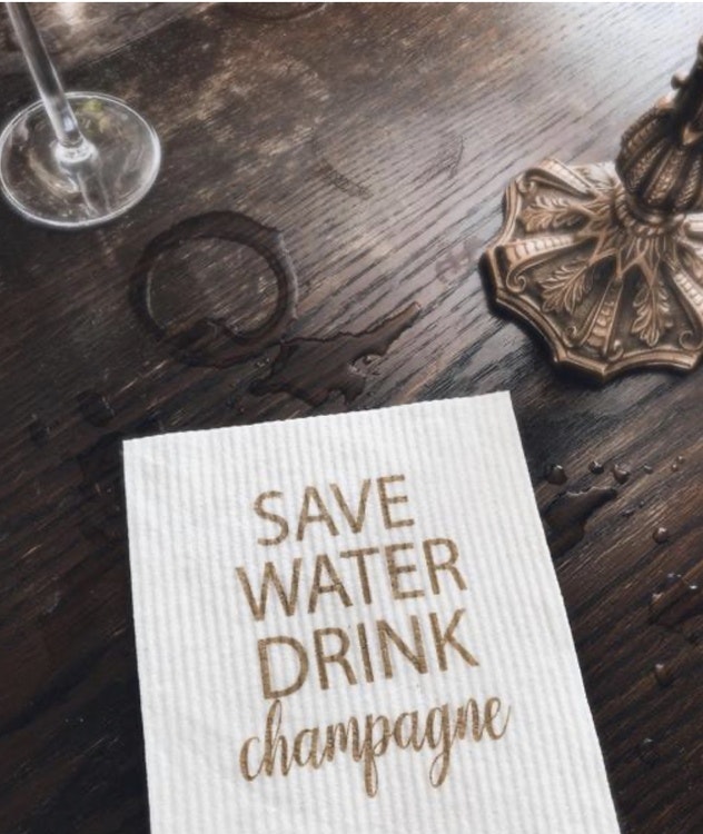 Disktrasa Save water drink champagne