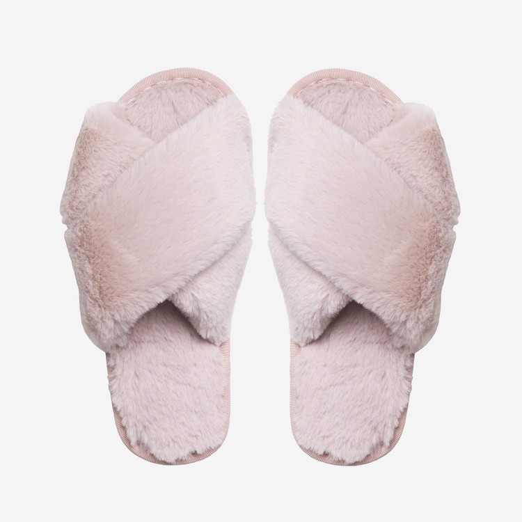 Lou Faux fur slippers Light Pink, Taupe eller Leo