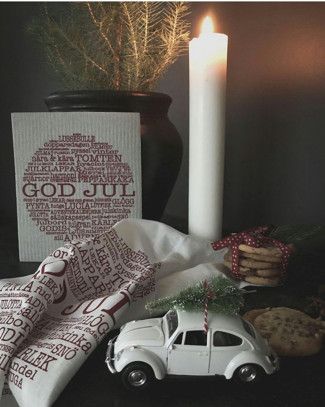 Disktrasa God Jul-ord vit/röd